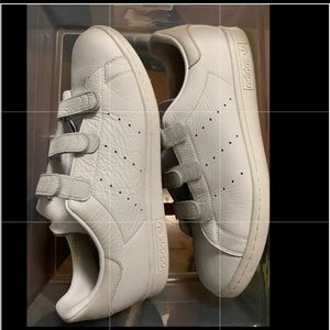 All white Stan Smith with Velcro straps